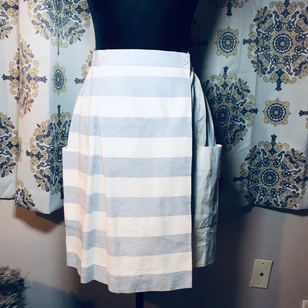 JH Collectibles Baby Blue Striped Pocket Skirt
